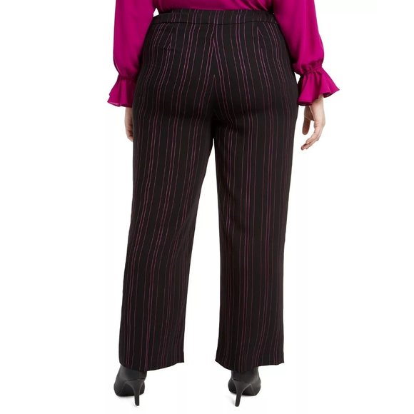 BAR III Trendy Plus Size Striped Wide-Leg Pants - 16W - Picture 2 of 4